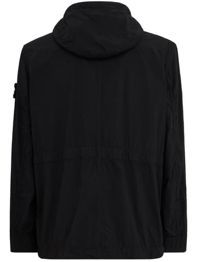 Stone Island: 短款尼龙派克大衣，带可拆卸帽子