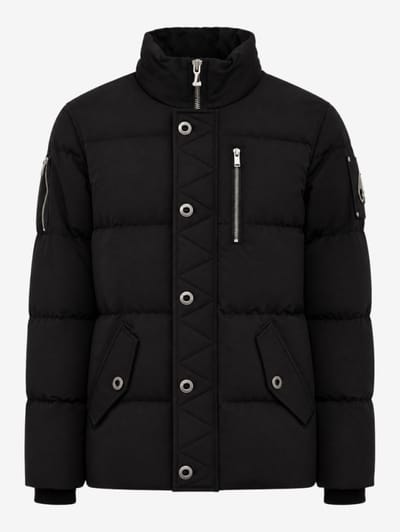 Moose Knuckles: Three-quarter cotton down jacket with shearling