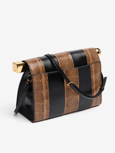 Jacquemus: Le Sac Rond Carre python print clutch
