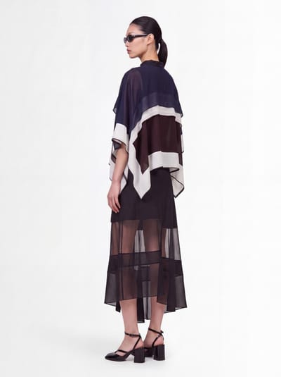 Sacai: Pull en satin x chiffon