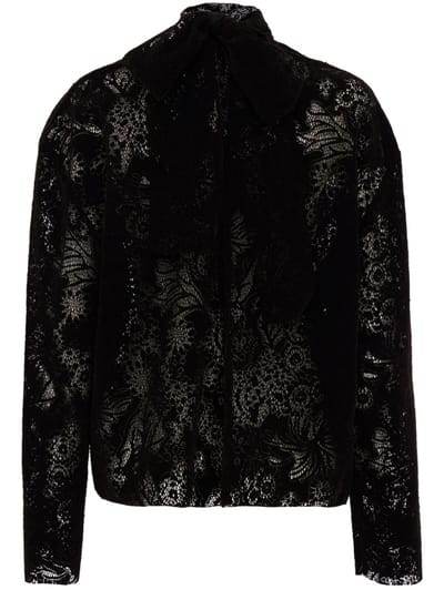 MSGM: Velvet flock lace top