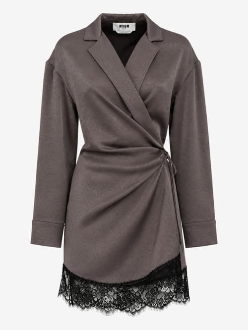 MSGM: Wickelkleid aus Satin mit Spitzendetails