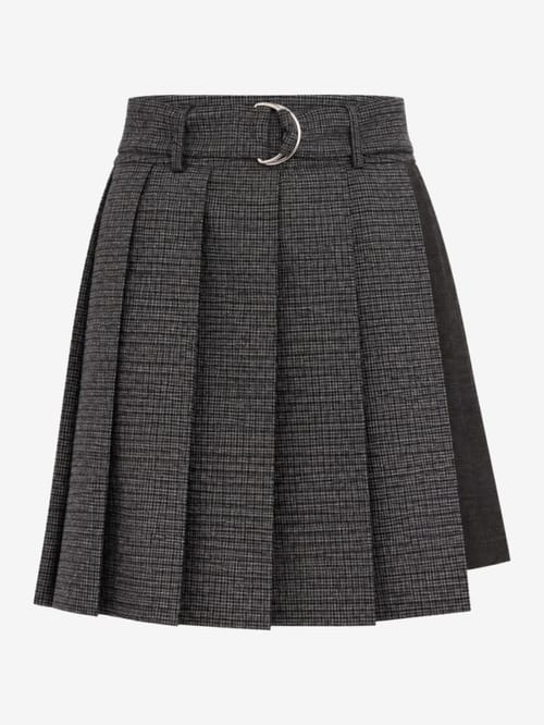 MSGM: Wool pleated mini skirt with belt
