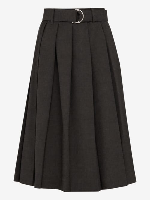 MSGM: Wool pleated midi skirt with belt