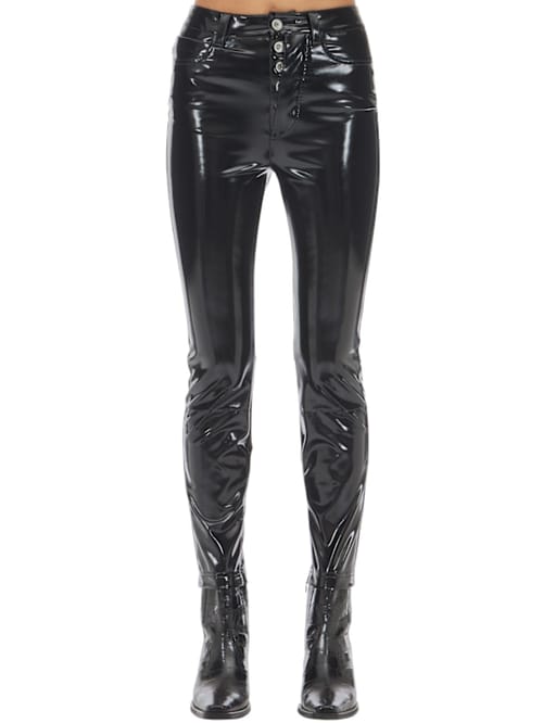 UNRAVEL: ZIPPED VINYL SKINNY LEG PANTS