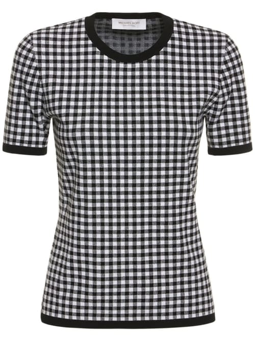 Michael Kors Collection: Viscose blend gingham casual top