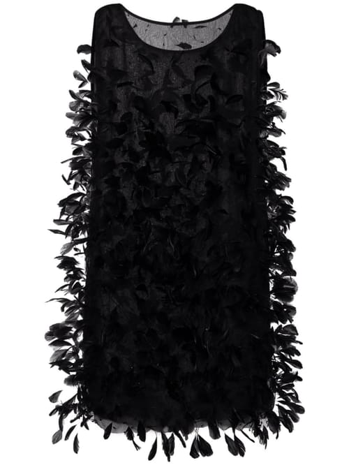 Max Mara: Straight mini dress with feathers