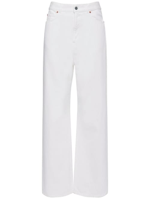 Valentino: High rise cotton denim wide jeans