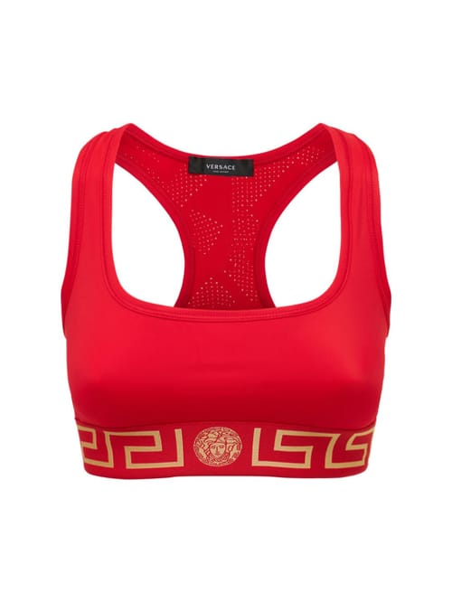 Versace: 希腊回纹logo弹力科技织物运动内衣