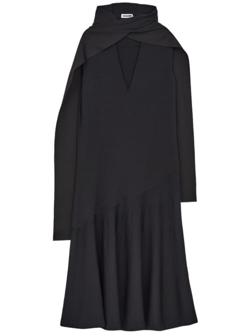 Jil Sander: Vestido midi en mezcla de lana