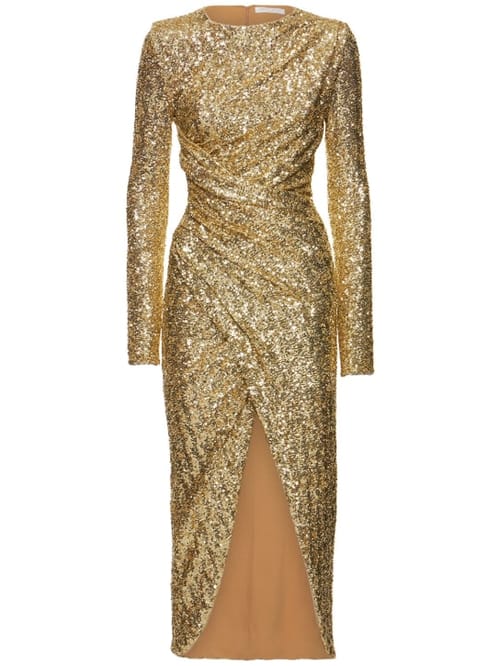 Michael Kors Collection: Sequin draped wrap dress