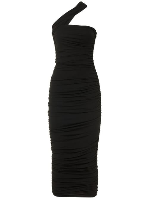 Michael Kors Collection: Ruched one-shoulder midi dress