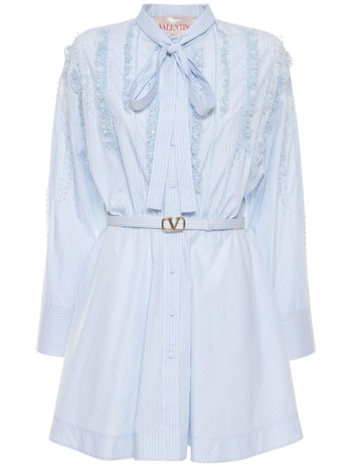Valentino: Cotton A-line dress with belt