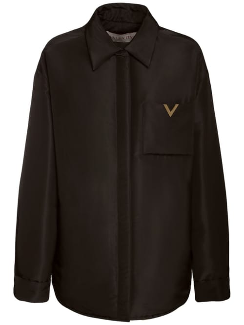 Valentino: 大廓型填充真丝罗缎衬衫