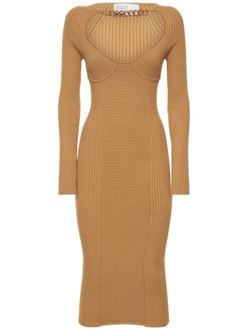 Giuseppe Di Morabito: Ribbed knit cut-out midi dress