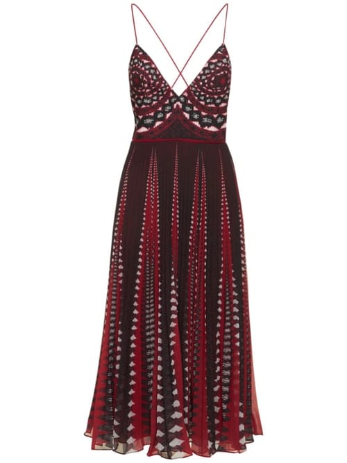 ALTUZARRA: Robe midi plissée à col V