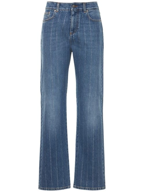 Stella McCartney: 条纹直筒棉质牛仔裤
