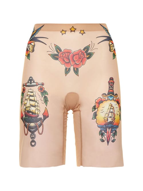 Dsquared2: Tattoo印花透明薄纱骑行短裤