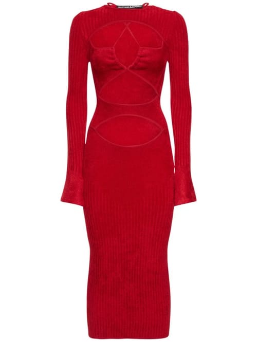 Andreadamo: Cut out ribbed knit midi dress