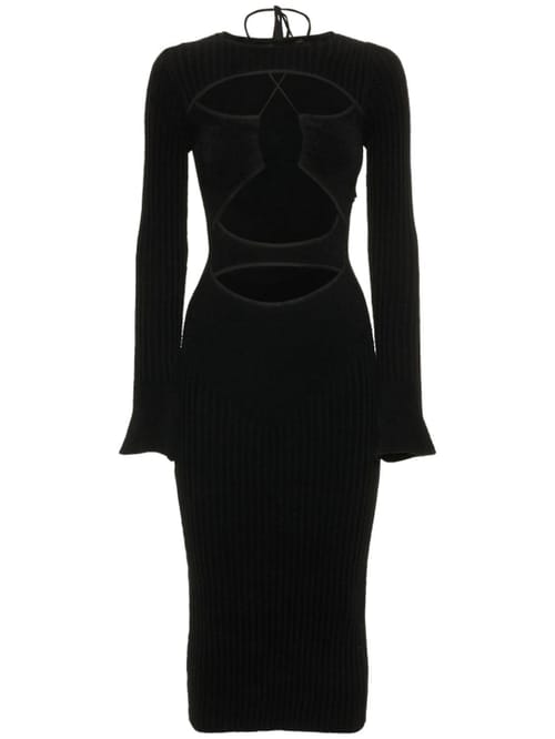 Andreadamo: Ribbed knit cut-out midi dress