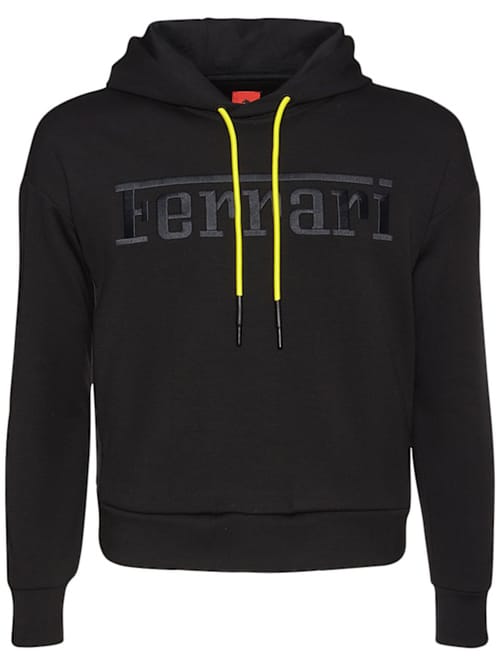 Ferrari: 光滑科技织物连帽卫衣
