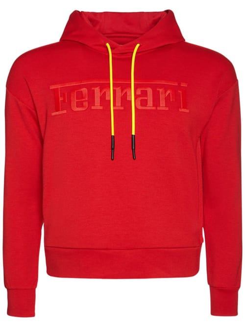 Ferrari: 光滑科技织物连帽卫衣