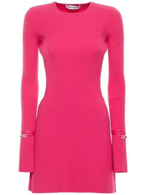 Mach & Mach: Robe trapèze courte en maille côtelée