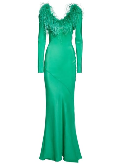 Giuseppe Di Morabito: Satin gown with feathers