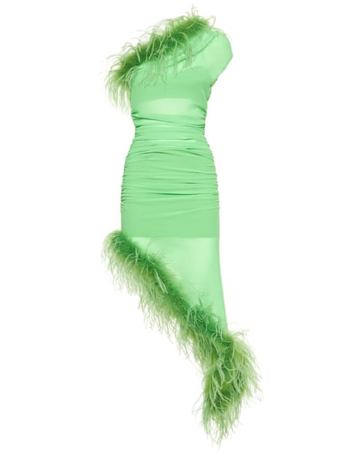 Giuseppe Di Morabito: One-shoulder dress with ostrich feathers