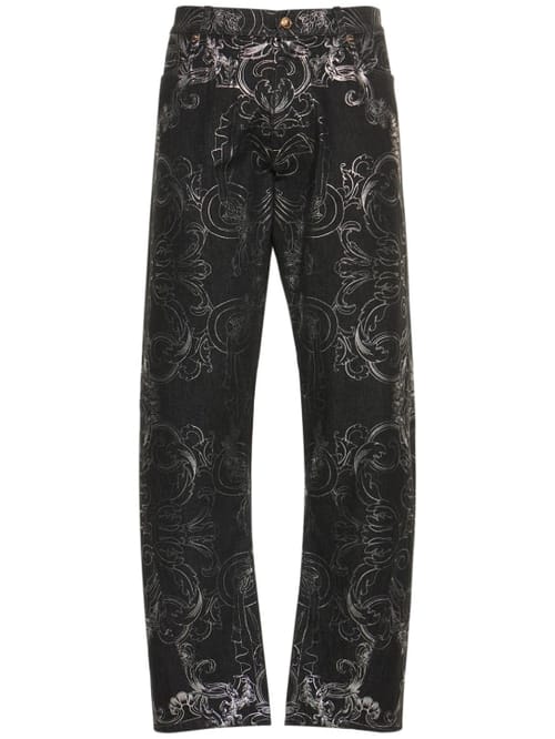 Versace: Barocco棉质直筒牛仔裤