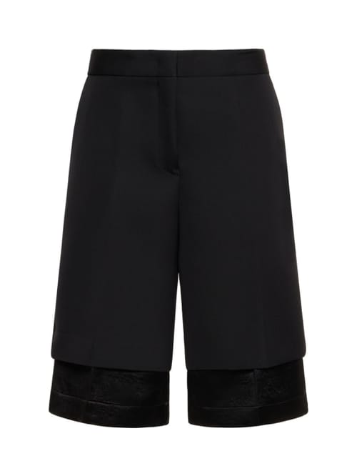 Jil Sander: 羊毛斜纹&绸缎百慕大短裤