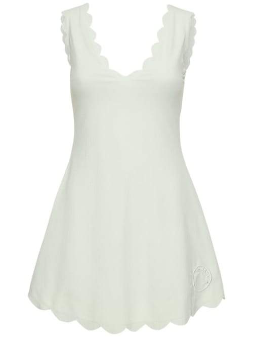 Marysia: Vestido corto acampanado con festones