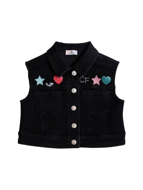 Chiara Ferragni: Logo棉质牛仔效果马甲