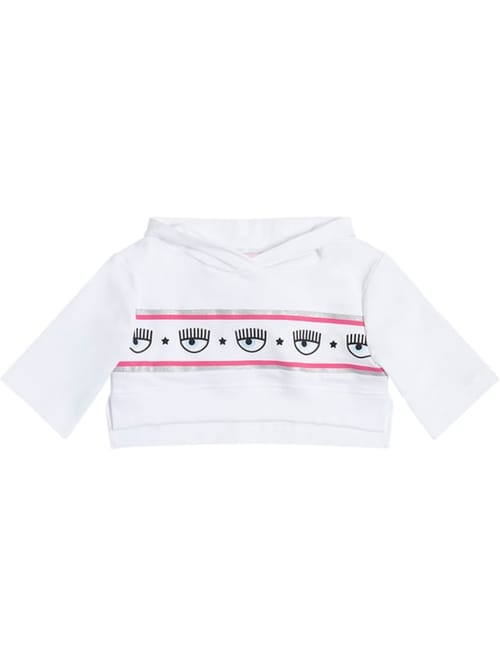 Chiara Ferragni: Logo印花棉质短款卫衣