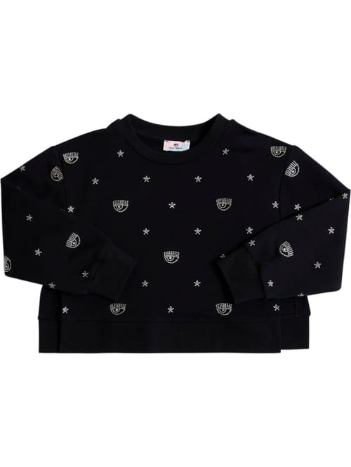Chiara Ferragni: 装饰logo棉质卫衣