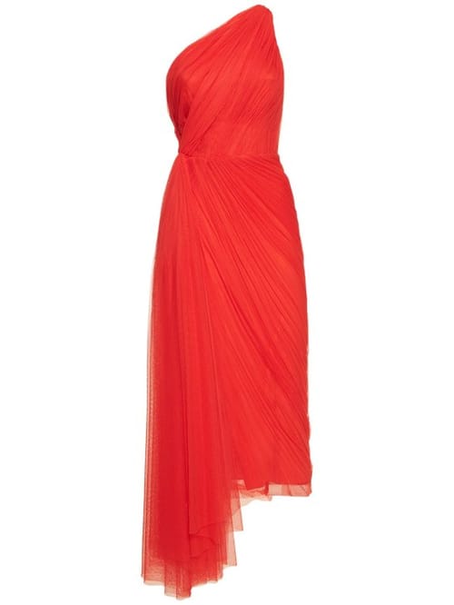 Maria Lucia Hohan: Abito midi monospalla in tulle plissé