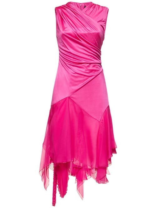 Versace: Vestido midi drapeado de raso