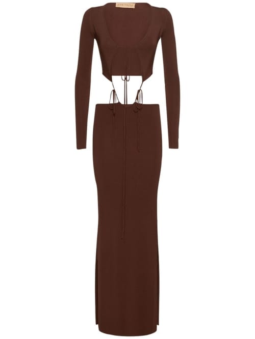 Aya Muse: Ribbed knit cut-out maxi dress
