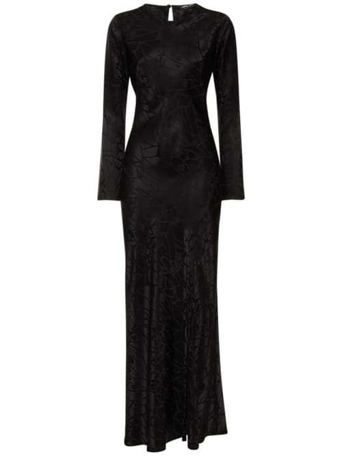ANINE BING: Vestido largo de jacquard de seda