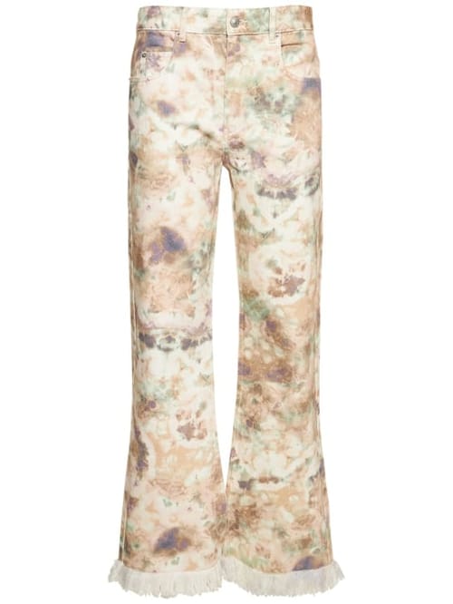 Marant Etoile: Palazzo-Hose aus Baumwolle mit Fransen