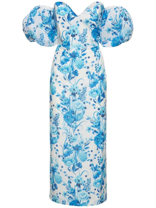 Borgo De Nor: Vestido midi de algodón con mangas abullonadas