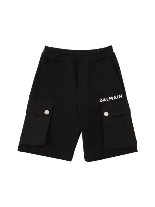 Balmain: Logo有机棉工装短裤