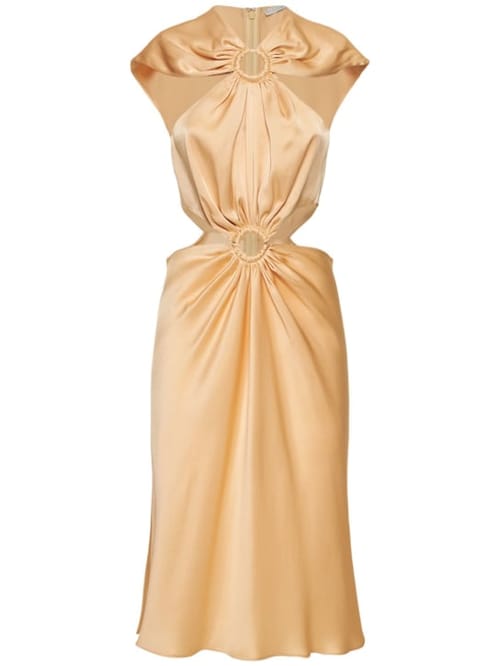 Stella McCartney: Midi-Satinkleid mit Cut-outs