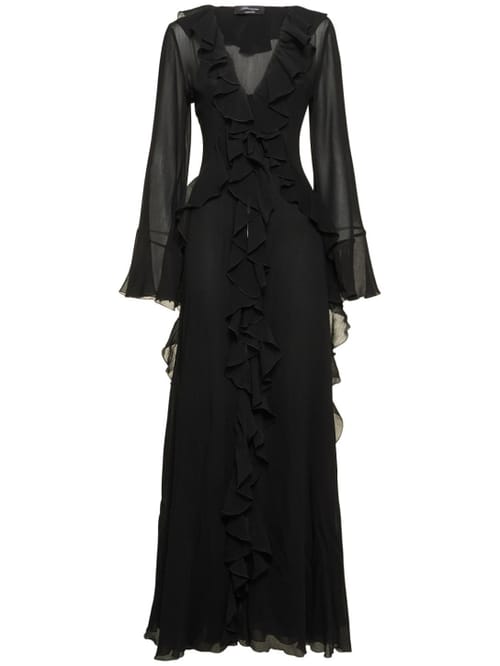 Blumarine: Cotton and silk-blend dress with ruffles