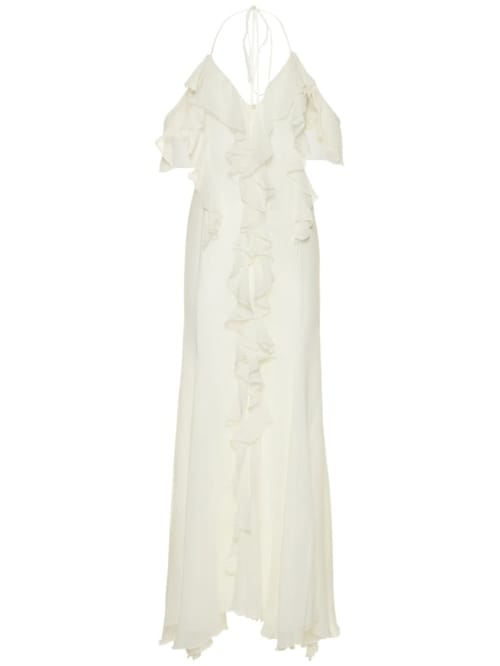 Blumarine: Cotton and silk-blend maxi dress with ruffles