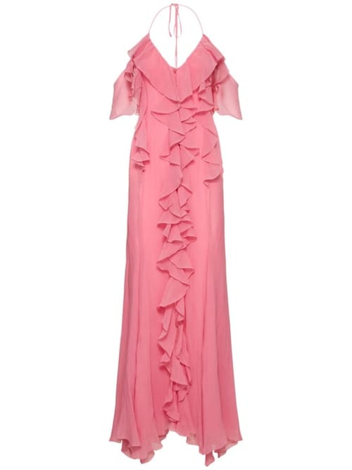 Blumarine: Cotton and silk-blend maxi dress with ruffles