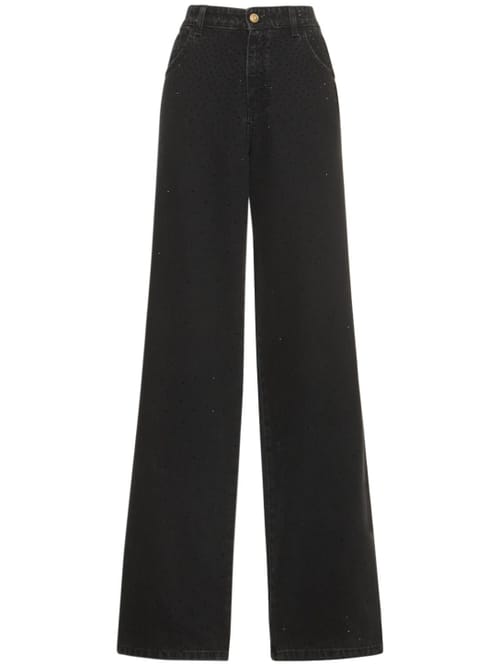 Blumarine: Hotfix高腰阔腿牛仔裤