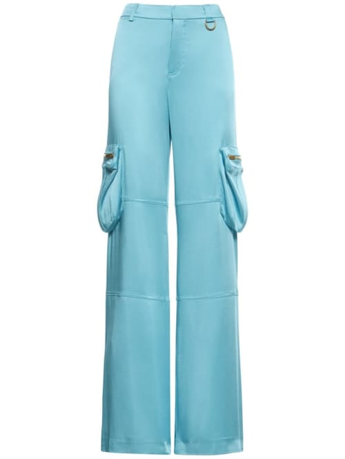 Blumarine: 绸缎中腰阔腿工装裤