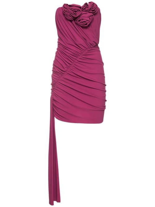 Magda Butrym: Vestido corto fruncido con rosas