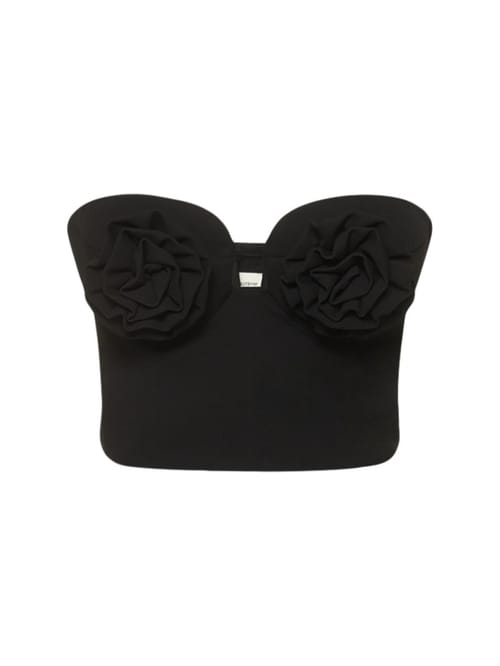 Magda Butrym: 3D花朵装饰绉纱紧身抹胸上衣